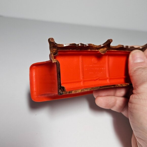 Vintage Renwal Plastic Dollhouse Davenport Couch Sofa Red w/Wood Detailing - Picture 9 of 9